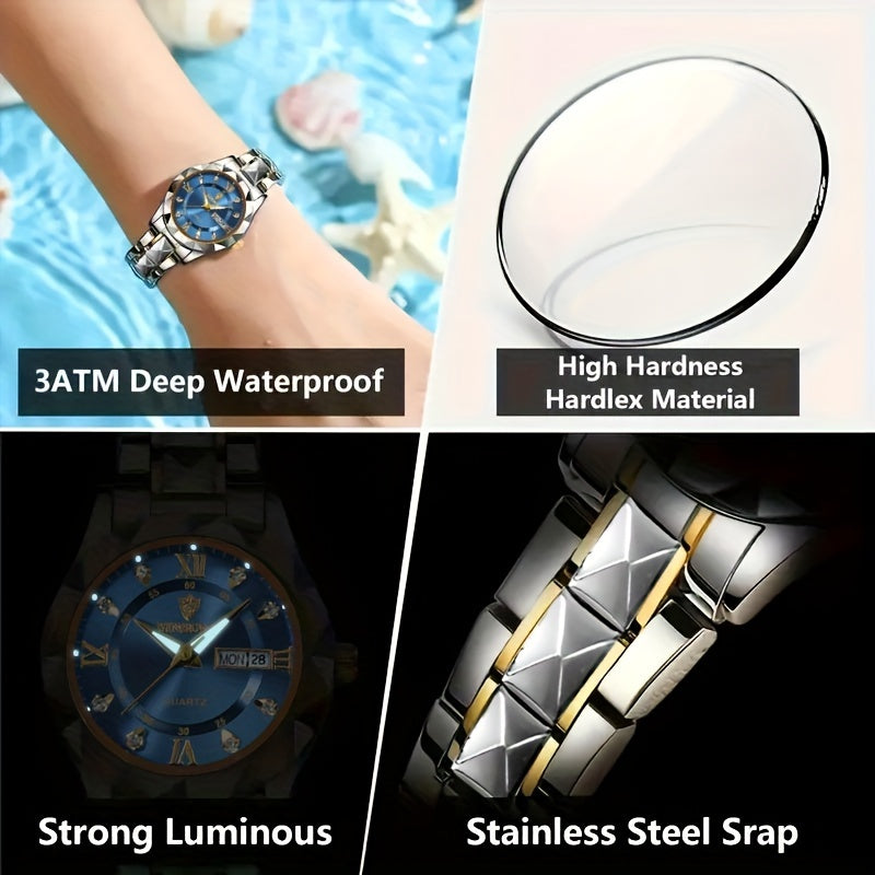 Women's Casual Luxury Simple Luminous Calendar Quartz Watch