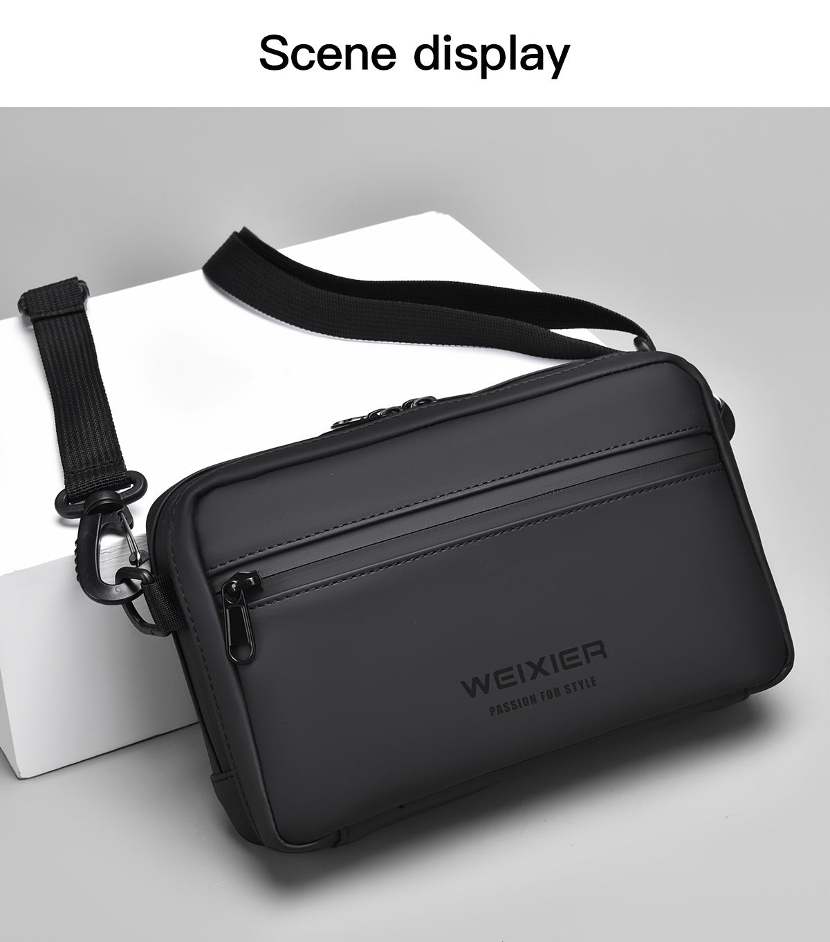WEIXIER Unisex Fashion Messenger Bag, Shoulder Satchel with Detachable Strap, Polyester Lined, Business Briefcase for Commuting & Outdoor, Ideal Gift for Husband Or Boyfriend