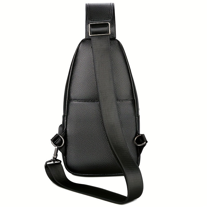 New Men'S Chest Bag 2024 Genuine Faux Leather Texture Crossbody Bag Casual Shoulder Bag Men'S Large Capacity Backpack Trendy