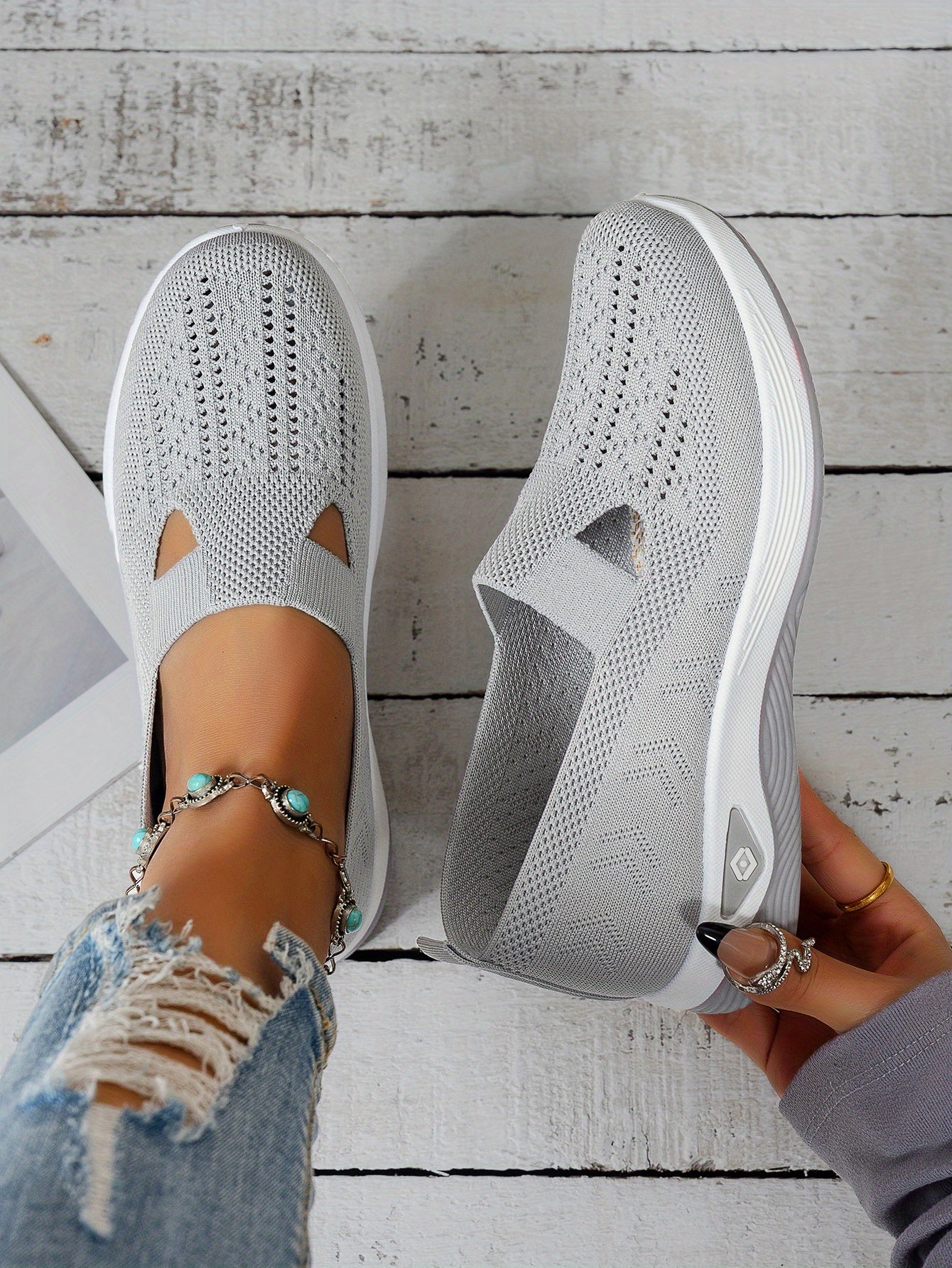 MZMQS Women's Breathable Mesh Slip-On Sneakers - Lightweight & Comfortable Walking Shoes with Rubber Sole and Fabric Insole - Versatile All-Season Footwear in Multiple Colors - Hand Washable, MZMQS