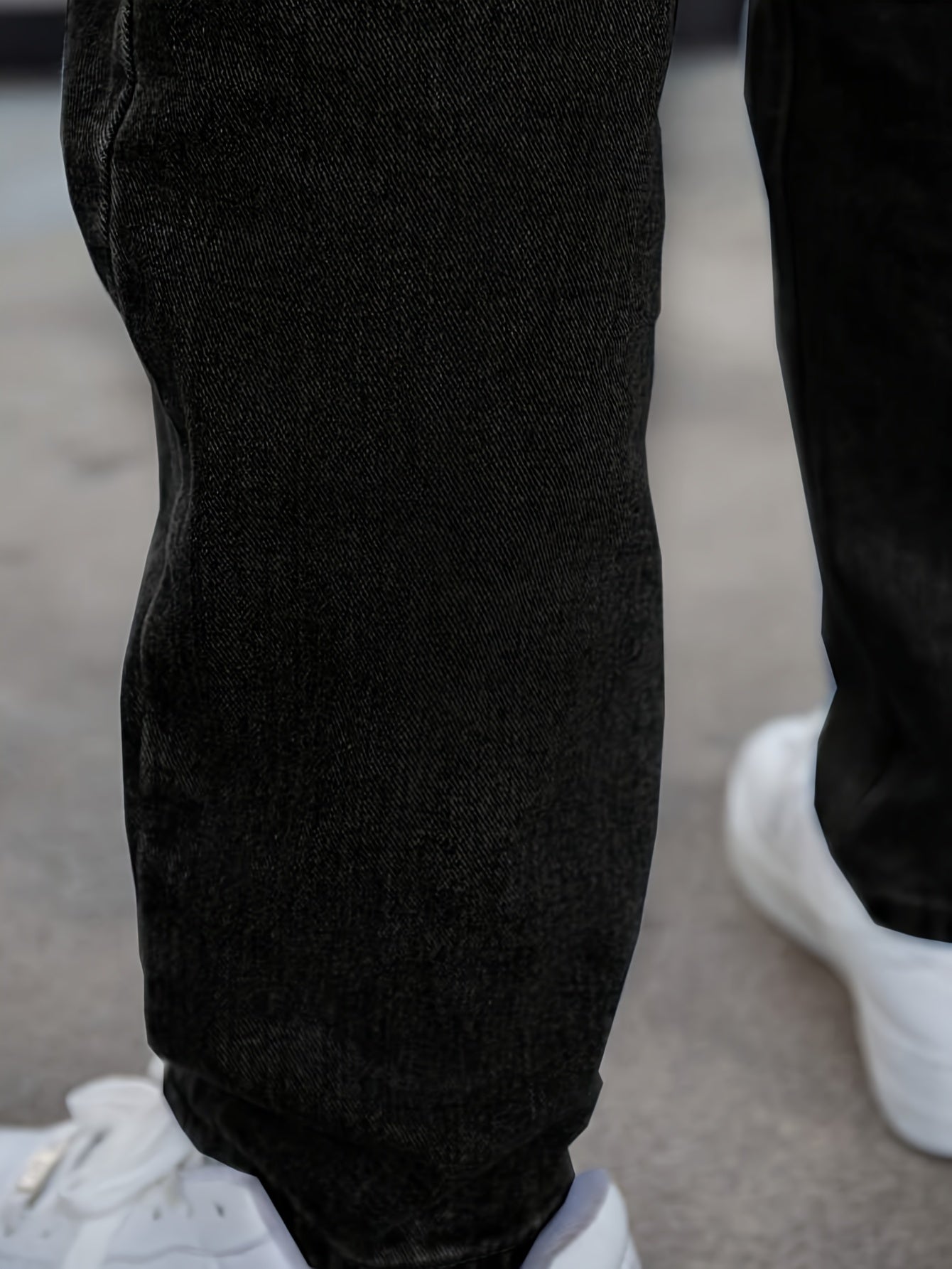 Men'S Loose-Fit Jeans, Cotton Blend Street Style Denim Pants, Non-Stretch Solid Color, Regular Length, with Multiple Pockets for All-Season Wear