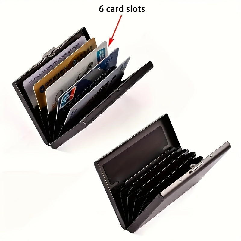 Premium Stainless Steel RFID Blocking Card Holder for Men – Sleek Black Metal Wallet with Multiple Compartments, Perfect Father’s Day Gift for Dad, Secure Card Storage | Polished Finish | Metallic Construction