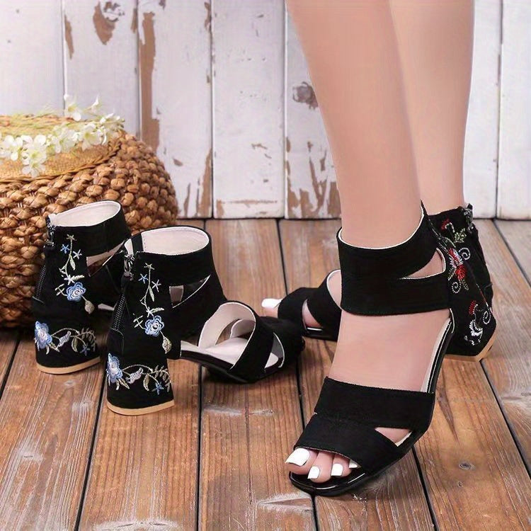 Chunky Heel Sandals Pu Rubber Ankle-Strap Buckle Mid Heel(3-5cm) Open Toe
