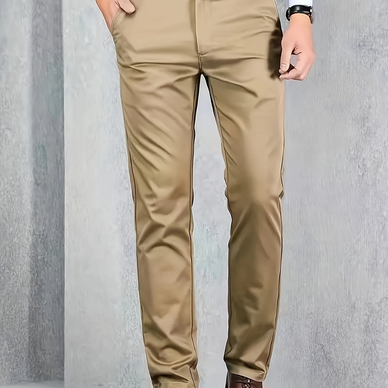 Four Seasons Men's New Casual Formal Pants Business Style Trendy Casual Long Pants Fashionable Versatile Men's Elastic Western Pants Comfortable Classic Design Casual Wear