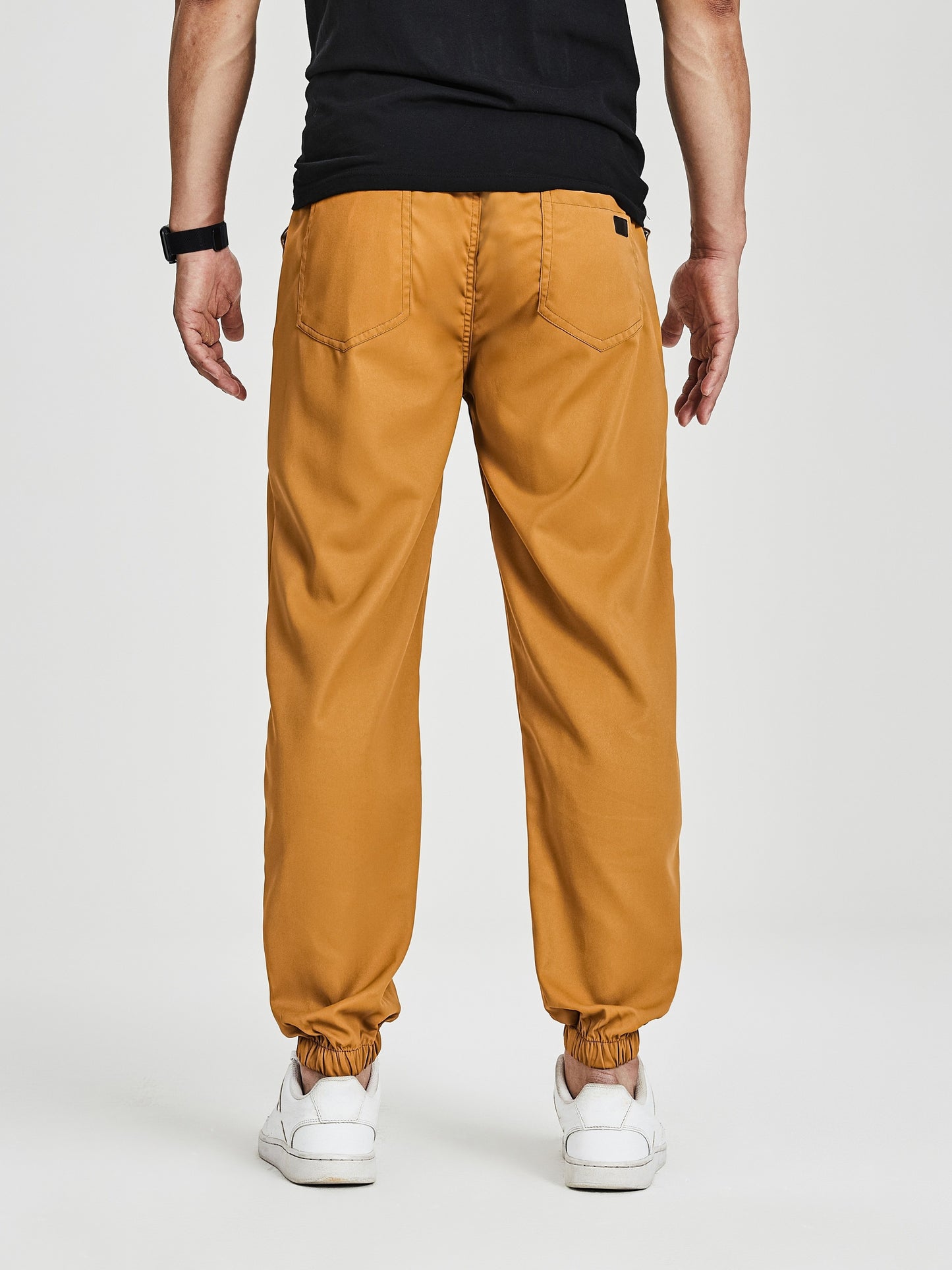 Men's Solid Color Drawstring Cargo Pants - Casual, Loose Fit with Multiple Pockets, Machine Washable