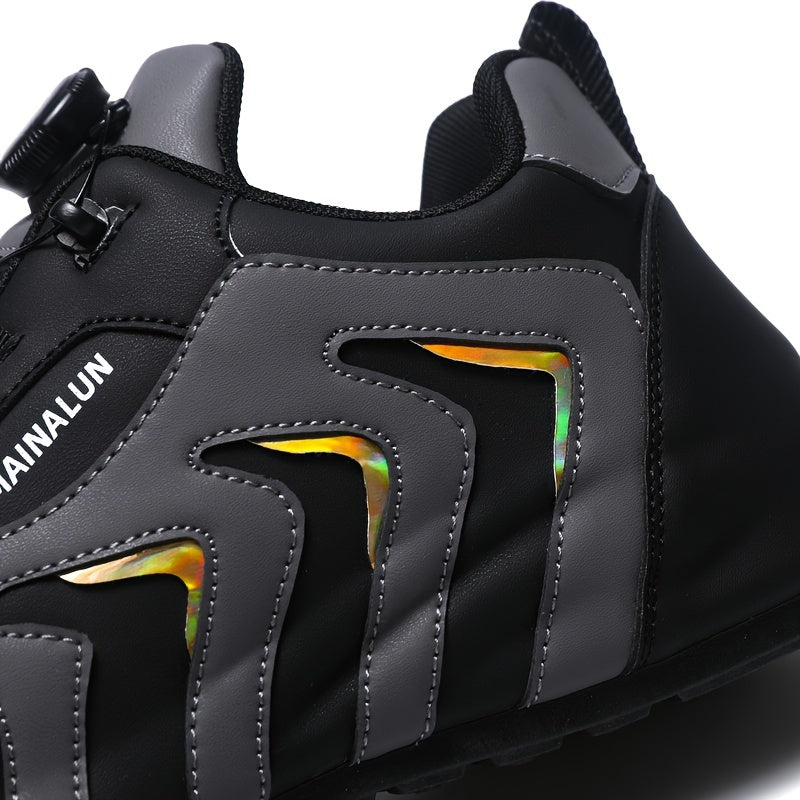 Men's Striped Casual Shoes Rotary Buckle Comfy Durable Outdoor Jogging Hiking Fishing, All Seasons
