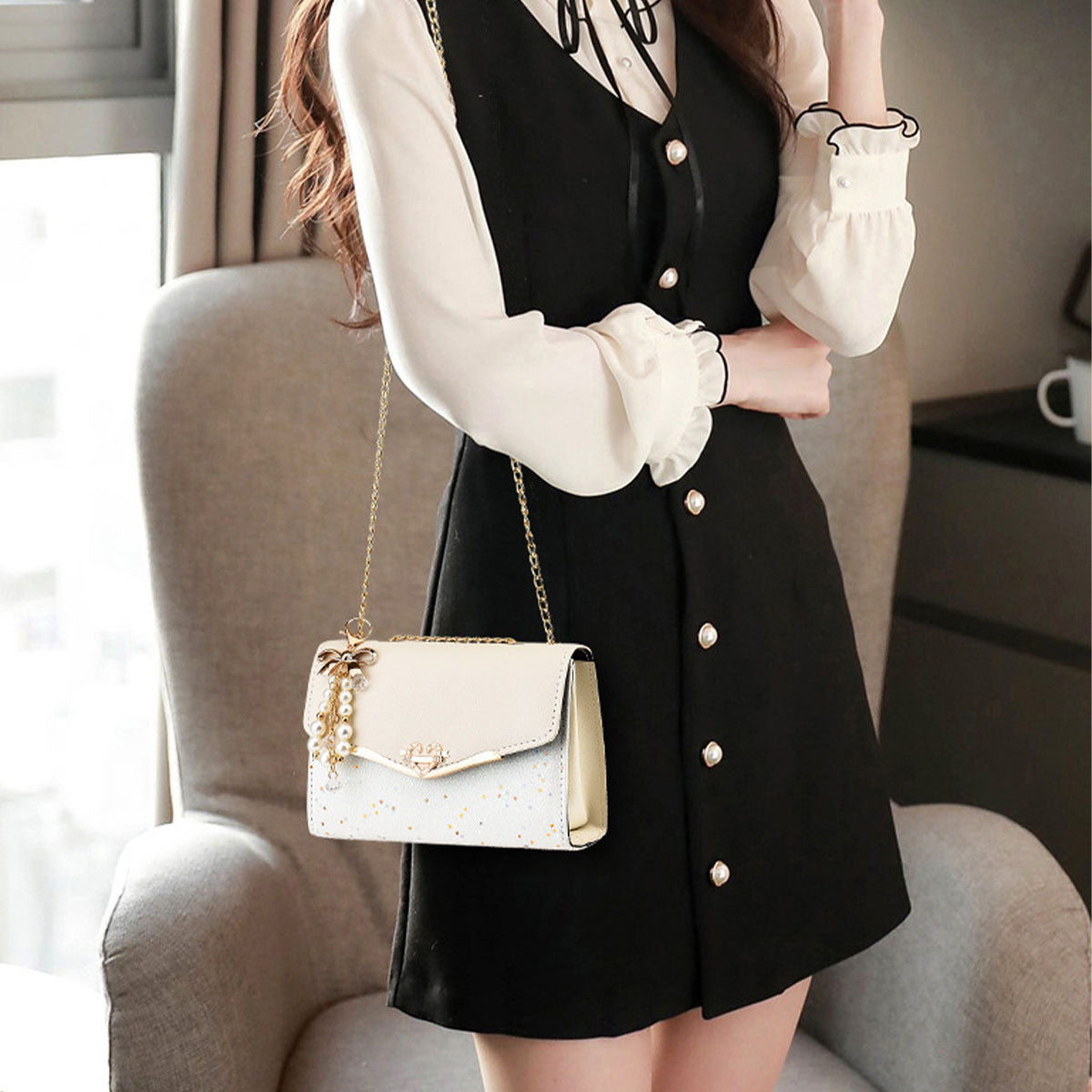 Simple and fashionable chain shoulder bag. 2025 style underarm bag solid color shoulder bag, 3 colors optional sequin trend, versatile fashion casual messenger bag, suitable for daily, work, commuting, play, holiday gifts