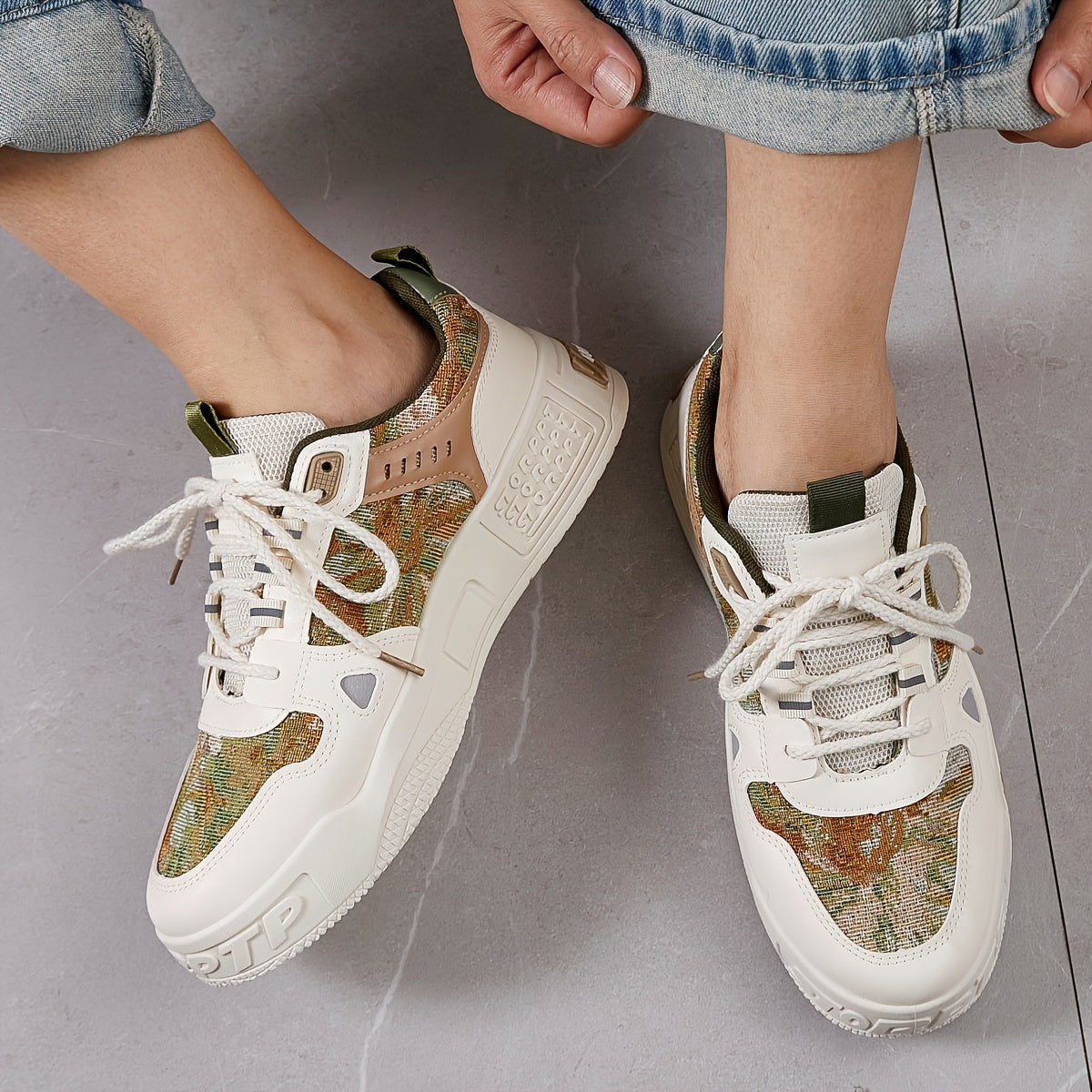 Men's Trendy All-Season Sneakers - Breathable, Non-Slip Casual & Sport Shoes with Thick Platform Sole, Lace-Up Design, Fashion Sneakers