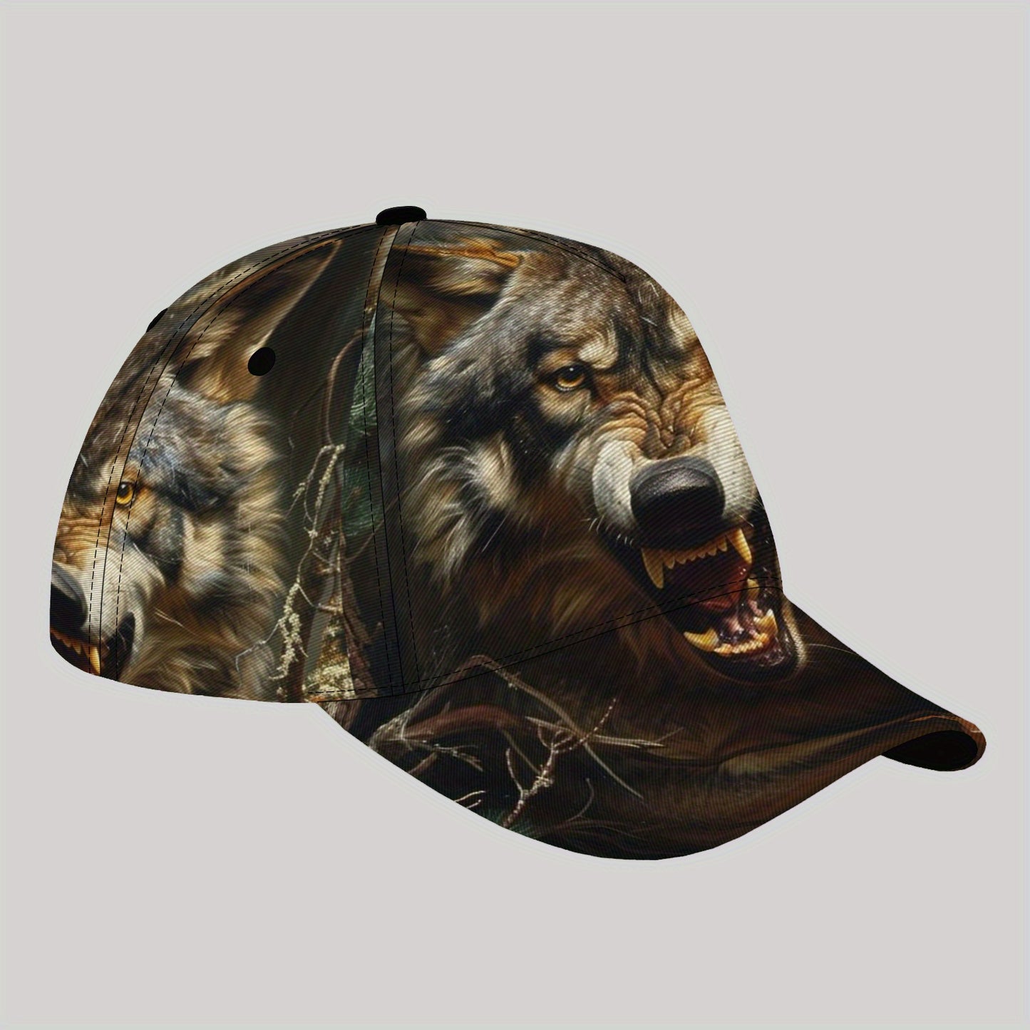 CUTEHSJ Men's Lightweight Adjustable Baseball Cap with Wolf Graphic Print - Fantasy Hip-Hop Style Sun Hat for Beach, Fishing & Outdoor Activities, Vacation Hat, Casual Headgear, Durable Fabric Cap