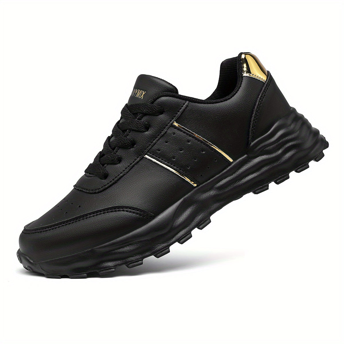 DJSUNNYMIX Women's Casual Running Shoes with Golden Glitter Accents - Lightweight EVA Sole, Breathable Fabric Lining, Low-Top Lace-Up Design for All-Season Comfort & Style, Sporty Footwear | Flexible Footwear