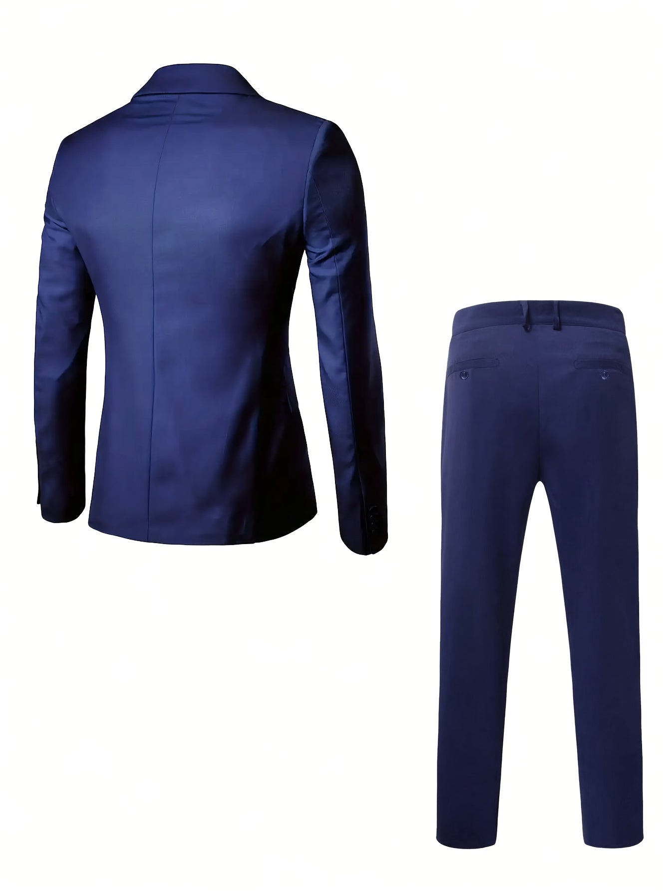 Men's Two-Piece Suit in Solid Color with Sealed Pockets, Regular Fit Suit Pants, Elegant and Classic, Suitable for Business and Wedding Parties