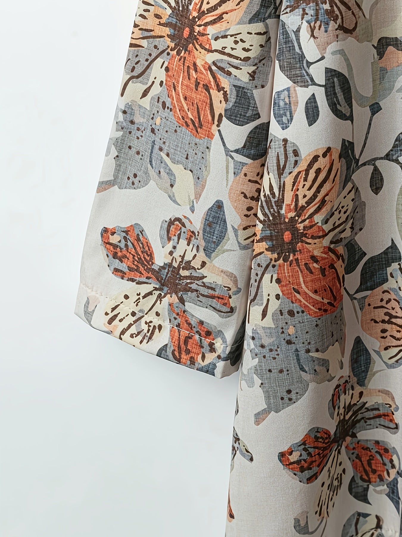 Women's Casual Round Neck Printed Long Sleeve Top and Solid Color Pants Two-Piece Set