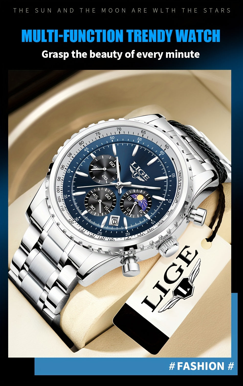 LIGE Top Brand Luxury New Quartz Watch for Women, Luminous Fashion Timepiece for Ladies, Date Chronograph Sports Wristwatch, Men'S Watch