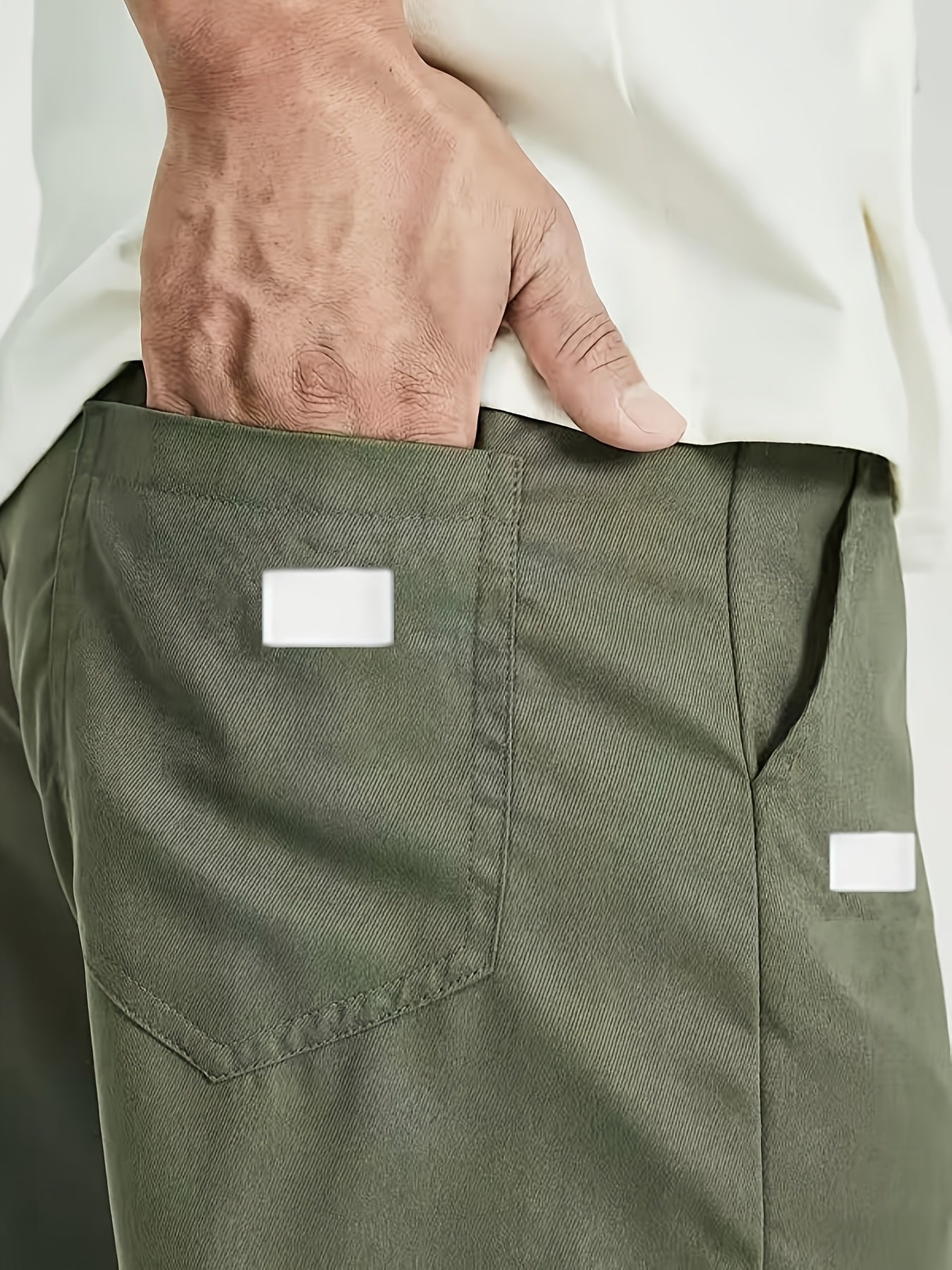 Men's Beige Cargo Pants with Multiple Pockets - Machine Washable, Comfortable Loose Fit, Ideal for Outdoor Activities, Durable Polyester Fabric