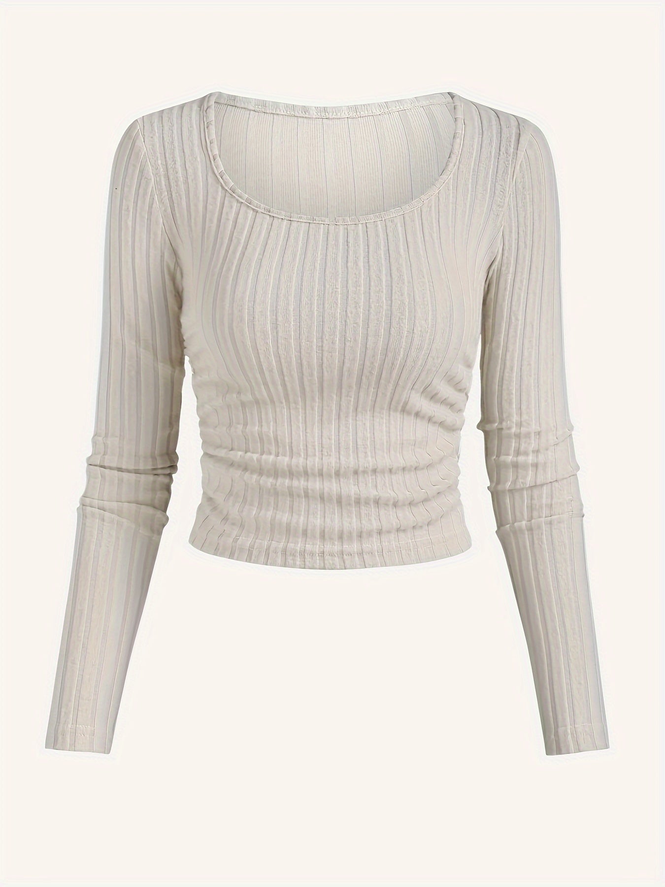 A Stylish Long-sleeved Top With Pleated Details For Women's Casual Sports