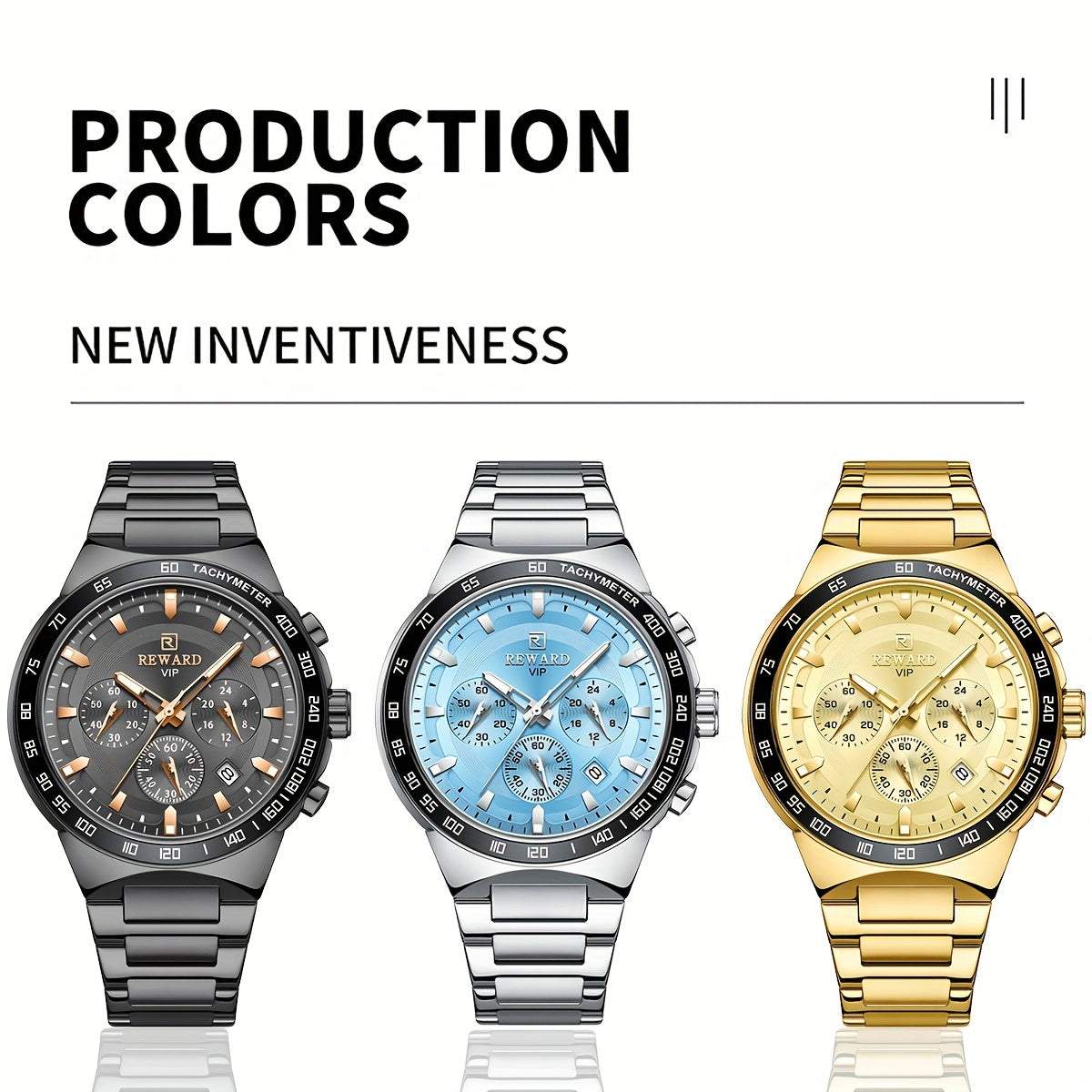 Men's Chronograph Sports Watches with Light, Stainless Steel and Quartz VIP