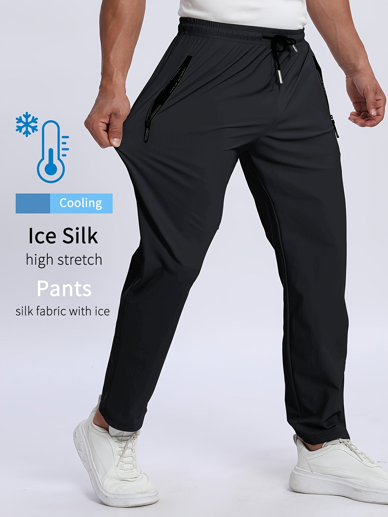 Men's sports trousers that absorb moisture and sweat, keep you dry and breathable, with pockets and drawstrings, zipper details, soft and comfortable soft-touch Men's jogging pants, lightweight and durable sports trousers, cl