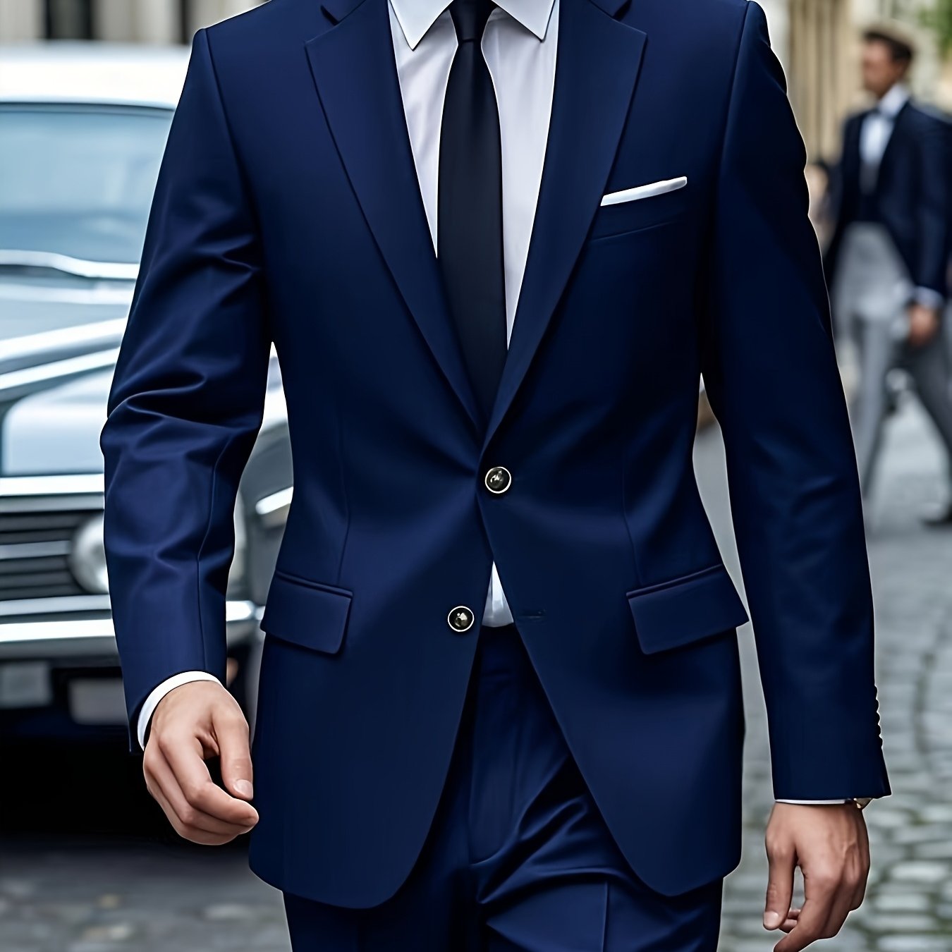 2pcs Luxury Classic Men'S Solid Color Suit - Notched Lapel Blazer and Pants, Regular Fit, Long Sleeve, Traditional Silhouette, Ideal for Weddings, Business Meetings - High-Quality Fabric, Comfortable Wear, Stylish Design, Wed