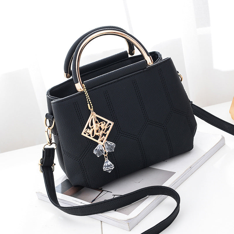 2025 New Women's Geometric Hexagon Pattern Crossbody Bag with Adjustable Strap & Golden-Tone Hardware - Zipper Closure, Polyester Lining, Multiple Colors (Khaki/Dark Gray/White/Pink/Red/Black) - Versatile for Casual & Formal