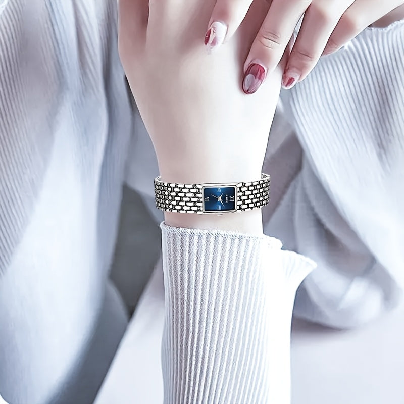 LIGE Women'S Luxury Quartz Watch - Stainless Steel Band, Blue Dial with Roman Numerals, Elegant Fashion Timepiece for Casual or Sporty Wear, Elegant Timepiece | Sleek Watch Design | Alloy Watch Case
