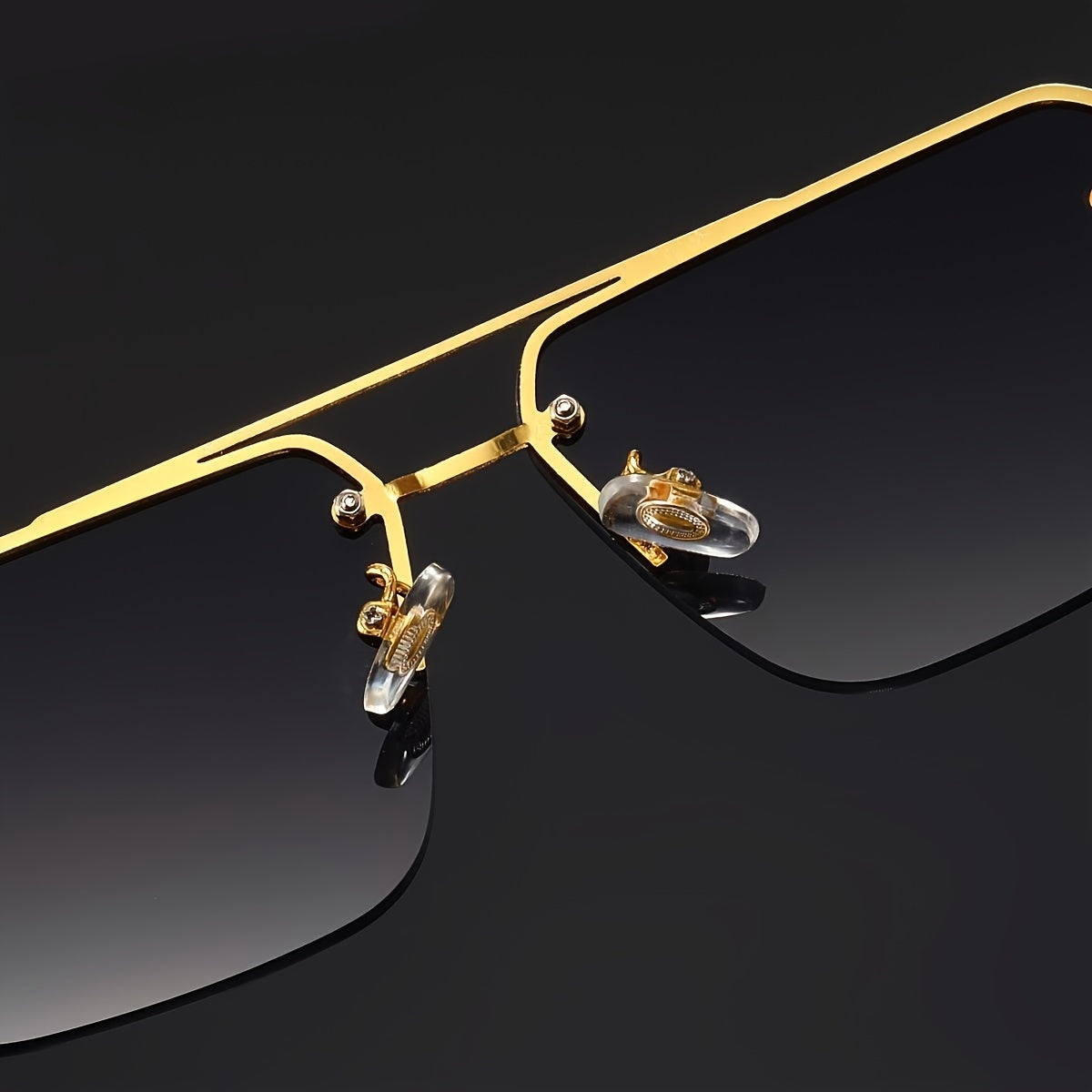 Luxury Frameless Fashion Glasses for Men and Women, Imitation Wood Grain Temple Tips, Perfect Choice, Versatile Comfortable, Popular Selection