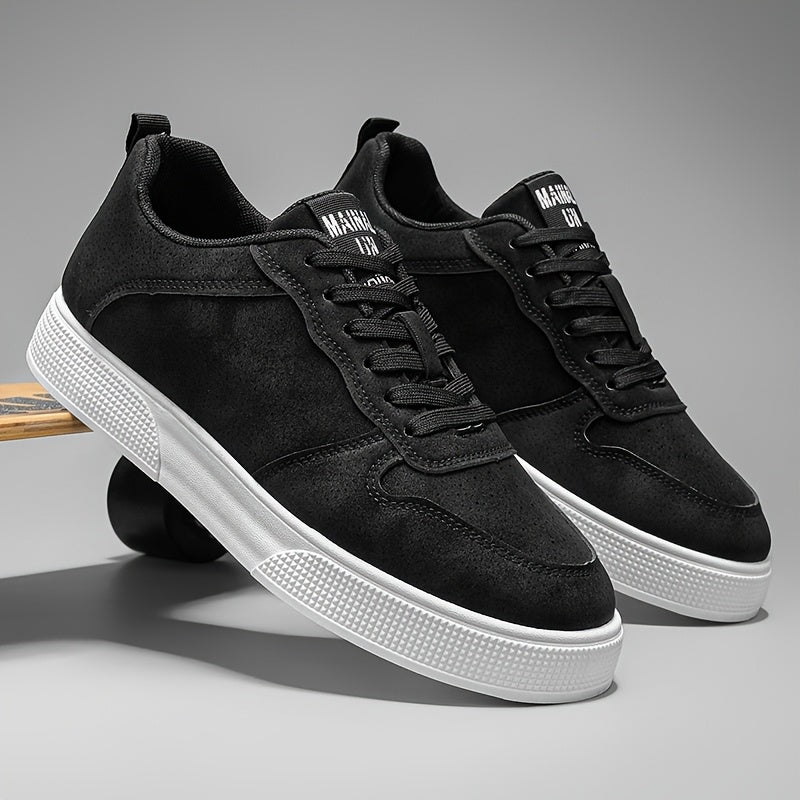 1 Pair MAINALUN Men'S Skateboarding Sneakers - Low-Top Lace-Up Casual Shoes with Thick PVC Sole, Breathable Fabric Lining & Durable Synthetic Upper for Daily Wear, Outdoor, Travel, Parties - Green/Black/Khaki, Skateboarding S