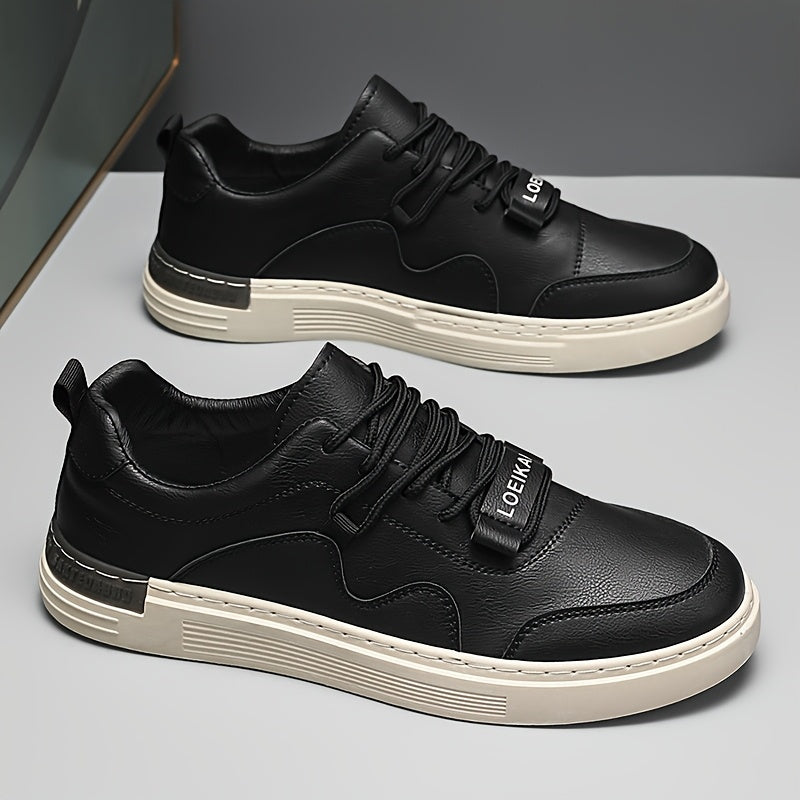 Men'S Casual Low-Top Sneakers - Lightweight, Comfortable & Versatile Skate Shoes in Black with White Accents, Lace-Up Design for Outdoor Hiking & Casual Wear, Outdoor Hiking Shoes | Stylish Lowtops | Comfortable Footwear