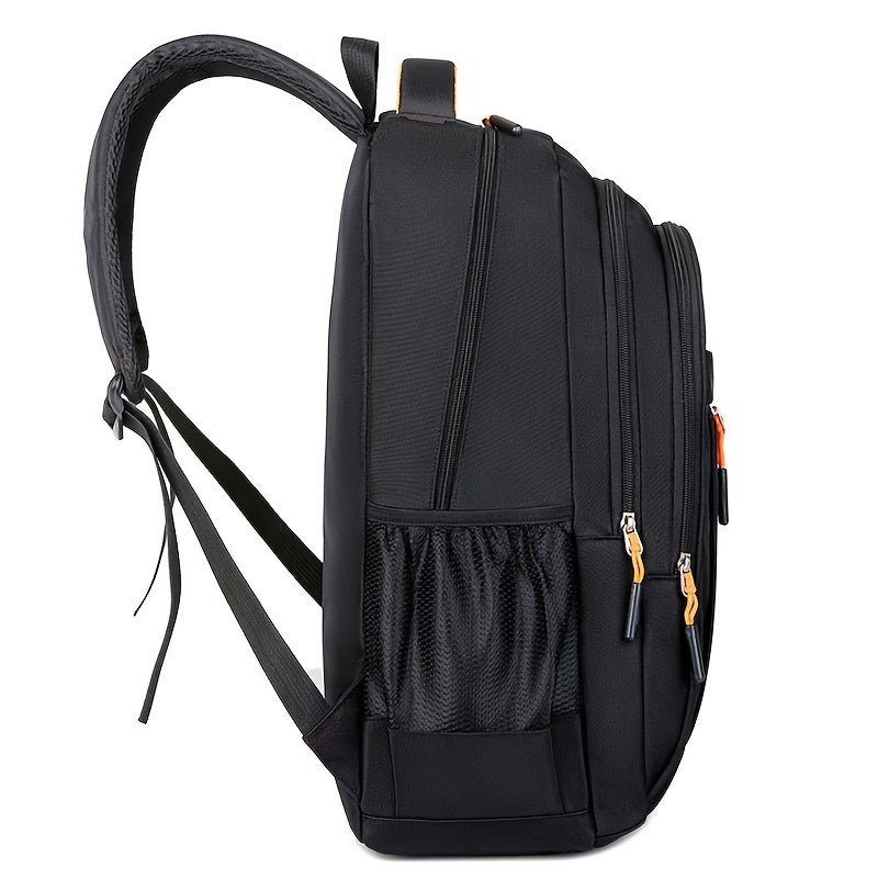 Unisex Large Capacity Travel Backpack - Durable Nylon Laptop Bag with Multiple Compartments, Business & Casual Style, Black with Green Accents, 60.96cm x 40.64cm x 8, Backpack for Travel