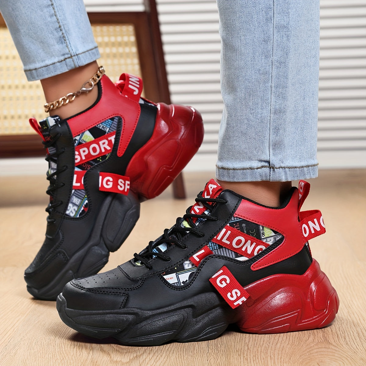 Women'S High-Top Plaid Skate Sneakers - Lightweight, Non-Slip, Shock-Absorbing Sneakers with EVA Sole, Synthetic Faux Leather Upper & Fabric Lining for All-Season Sports and Casual Wear, Casual Sneakers | Stylish Lace-Up Shoe