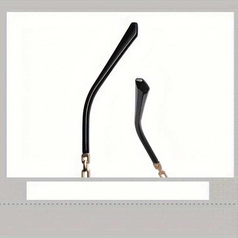 1pc Stylish Polygonal Golden Frame Fashion Glasses with Chain Link Design - Black Metal Fashion Glasses for Fashion-Forward Look