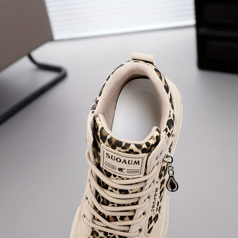 Women'S Stylish Leopard Print Sneakers - Casual, Versatile Walking Shoes for Outdoor and Fitness Activities, Lightweight and Comfortable, All-Season Use, Casual Walking Shoes | Leopard Print Sneakers | Comfortable Walking Sho