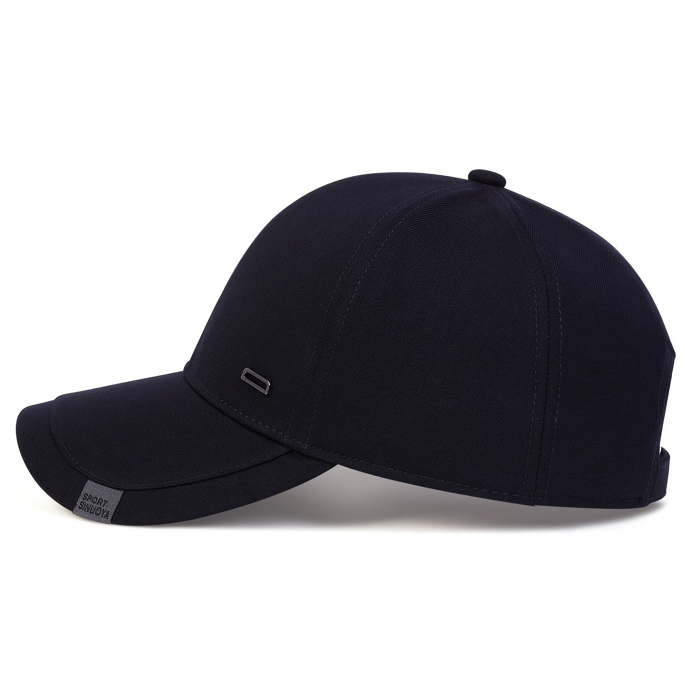 1pc Men's Casual Geometric-Pattern Baseball Cap with Square Silvery Buckle, 100% Polyester Lightweight Adjustable Sun Protection Hat for Spring/Autumn Travel and Beach Parties