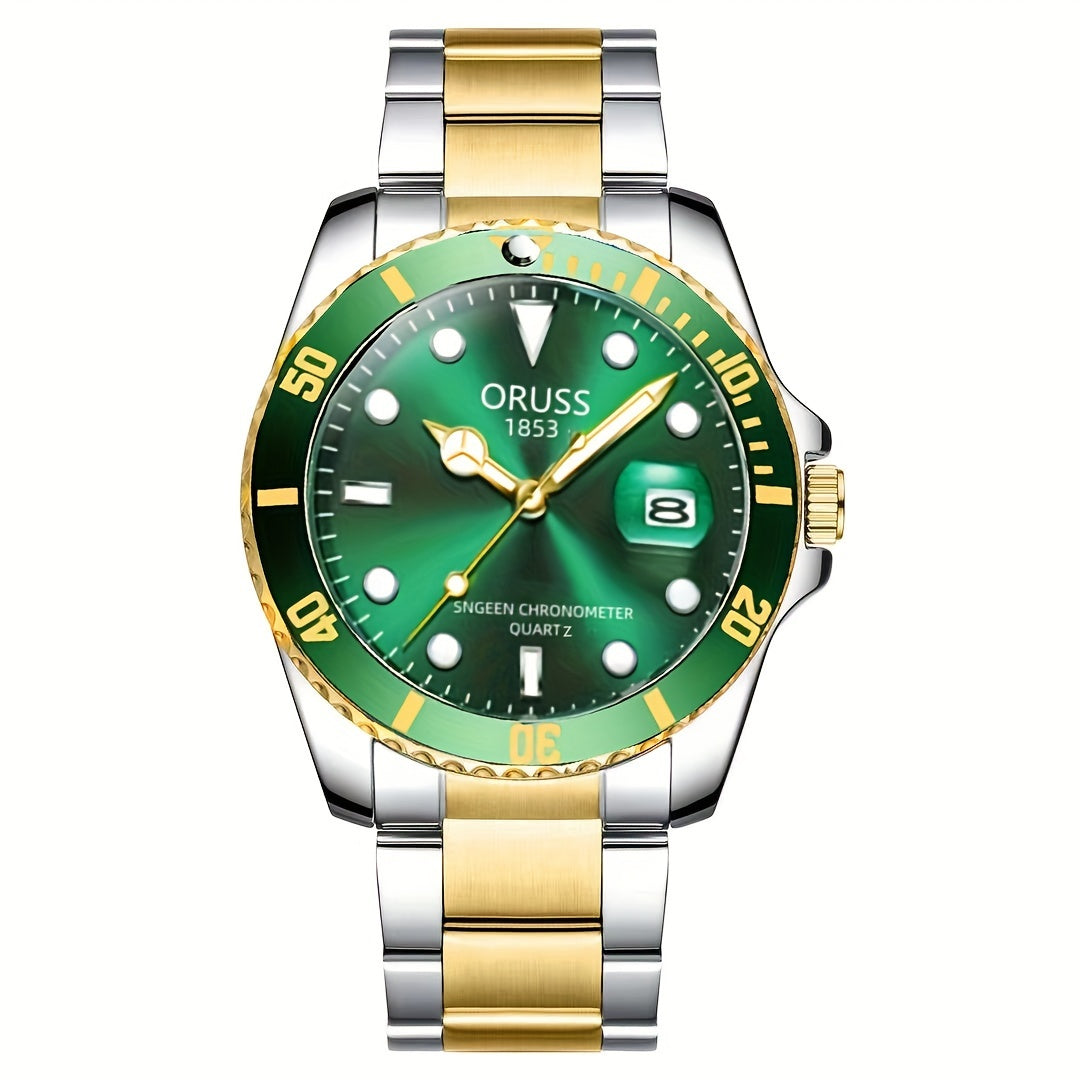 Authentic New Style Temperament Golden Watch Calendar Watch Men's Watch Men's Watch Korean Version Trendy Model