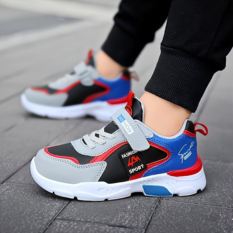 Girls' Stylish Sneakers - Casual Street Fashion, Mid-Top Design with Red & Blue Accents, Slip-On Style, Perfect for Running & Workout, Running Shoes|Stylish Casual Shoes|Elastic Strap Sneakers