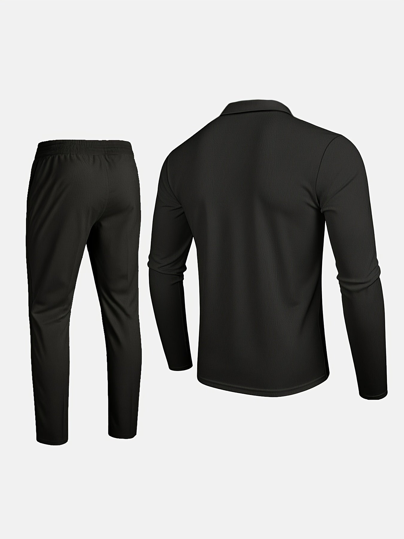 Summer Men's Casual Suit Solid Color Long Sleeve Top Long Pants Half Zipper Lapel Men's Suit Lightweight Breathable Street Casual Peplum Suit