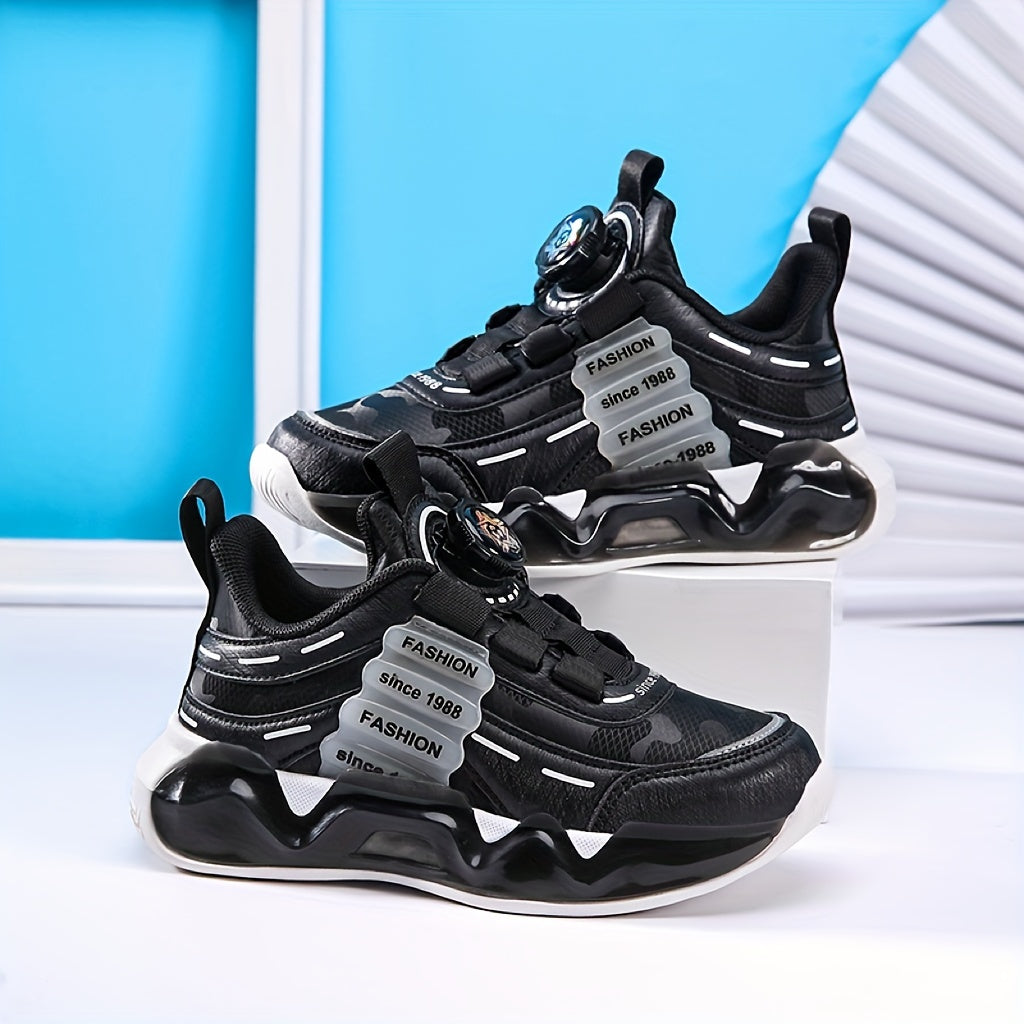 Boys' Ultra-Light Running Shoes with Rotating Buckle - Breathable, Non-Slip Sole for Outdoor Activities, Fall/Winter Collection