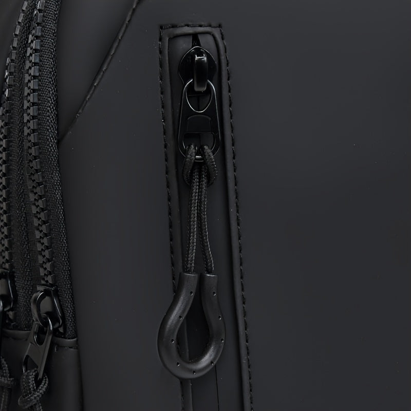 1pc CHATEK KAIAO Large Capacity PU Leather Sling Bag - Stylish Multi-Compartment Chest Bag for Travel, Business & School, Black, 36.2cm x 17cm x 8cm, Travel Shoulder Bag | Modern Sling Bag | Durable Zipper Closure