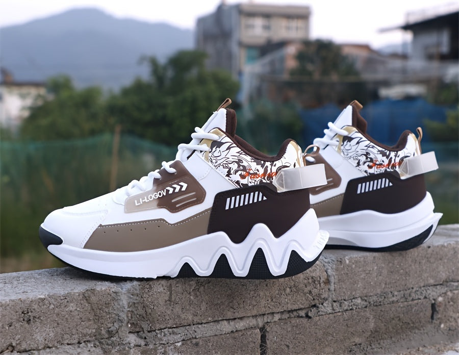 Men'S Stylish High-Top Sneakers with "WOD" Logo - Comfortable, Non-Slip Lace-Up Athletic Shoes for Outdoor Activities, All-Season Wear, Casual Sports Style, Rubber Sole, Fabric Upper, Casual Athletic Shoes | Stylish High Top