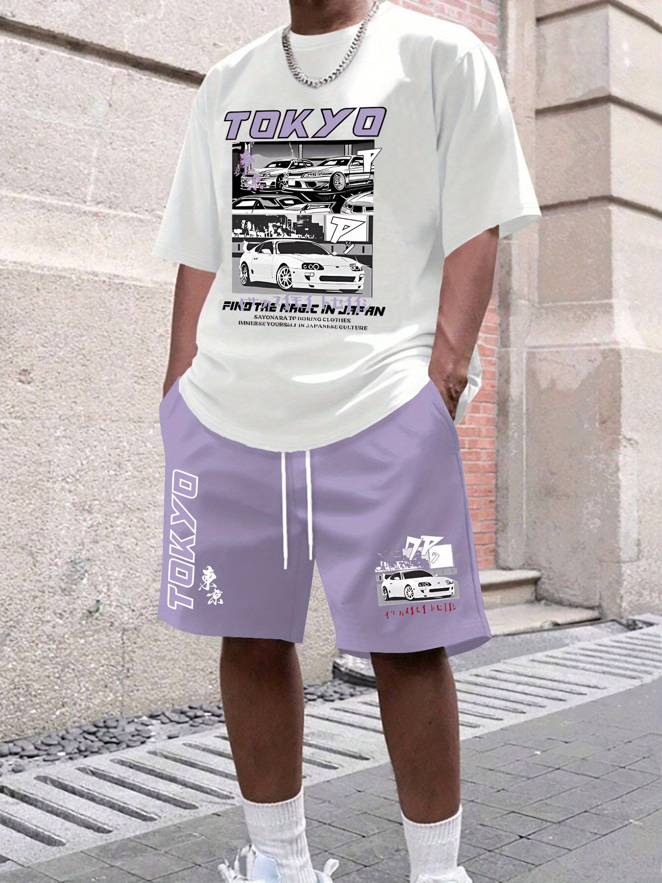 Men's suit short sleeve T-shirt and shorts