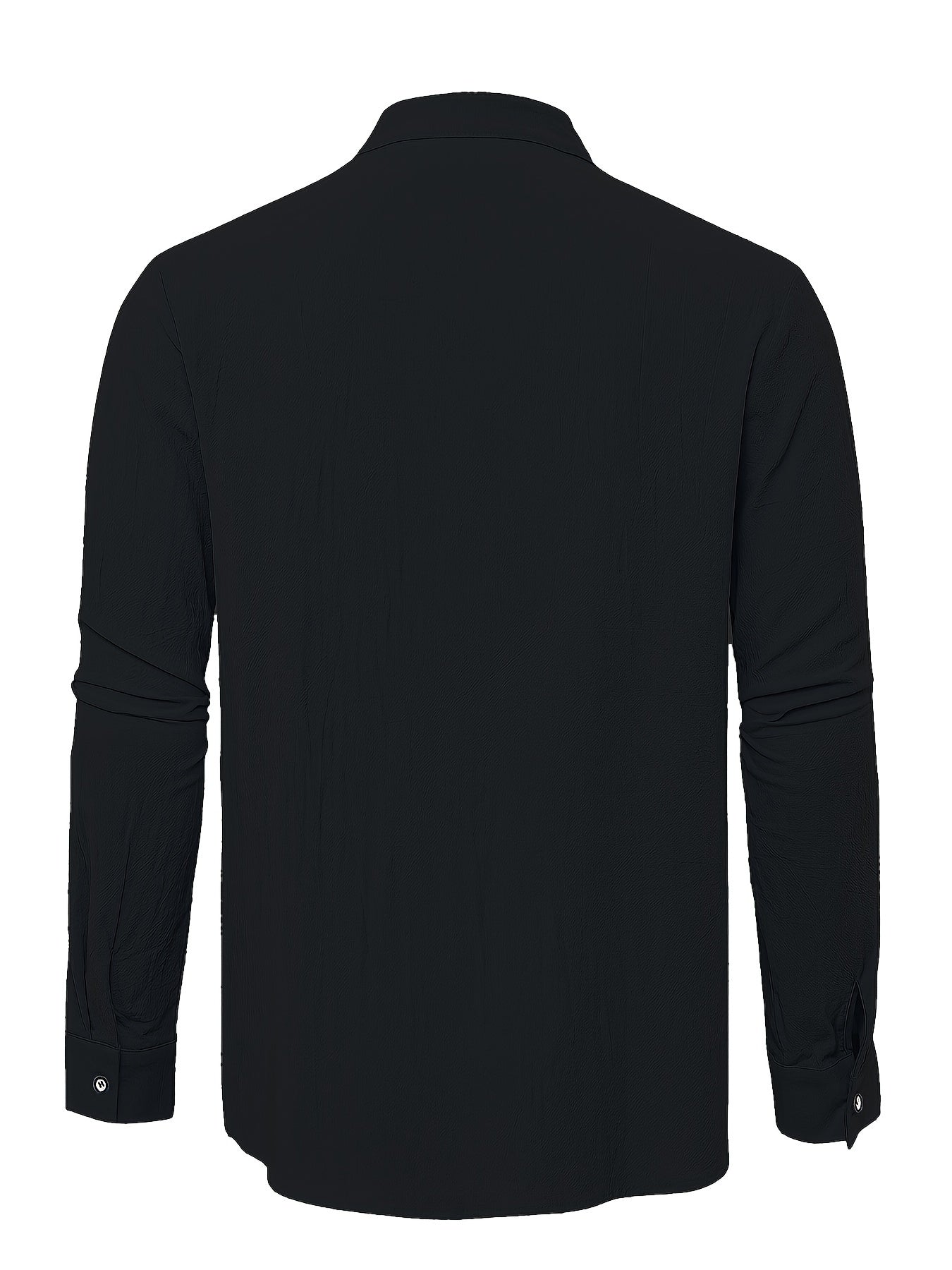 Classic Design Men's Solid Color Stand Collar Long Sleeve Button Up Top Shirt, Pure Cotton Spring And Autumn Fashion Cotton Tops For Daily And Casual Outerwear