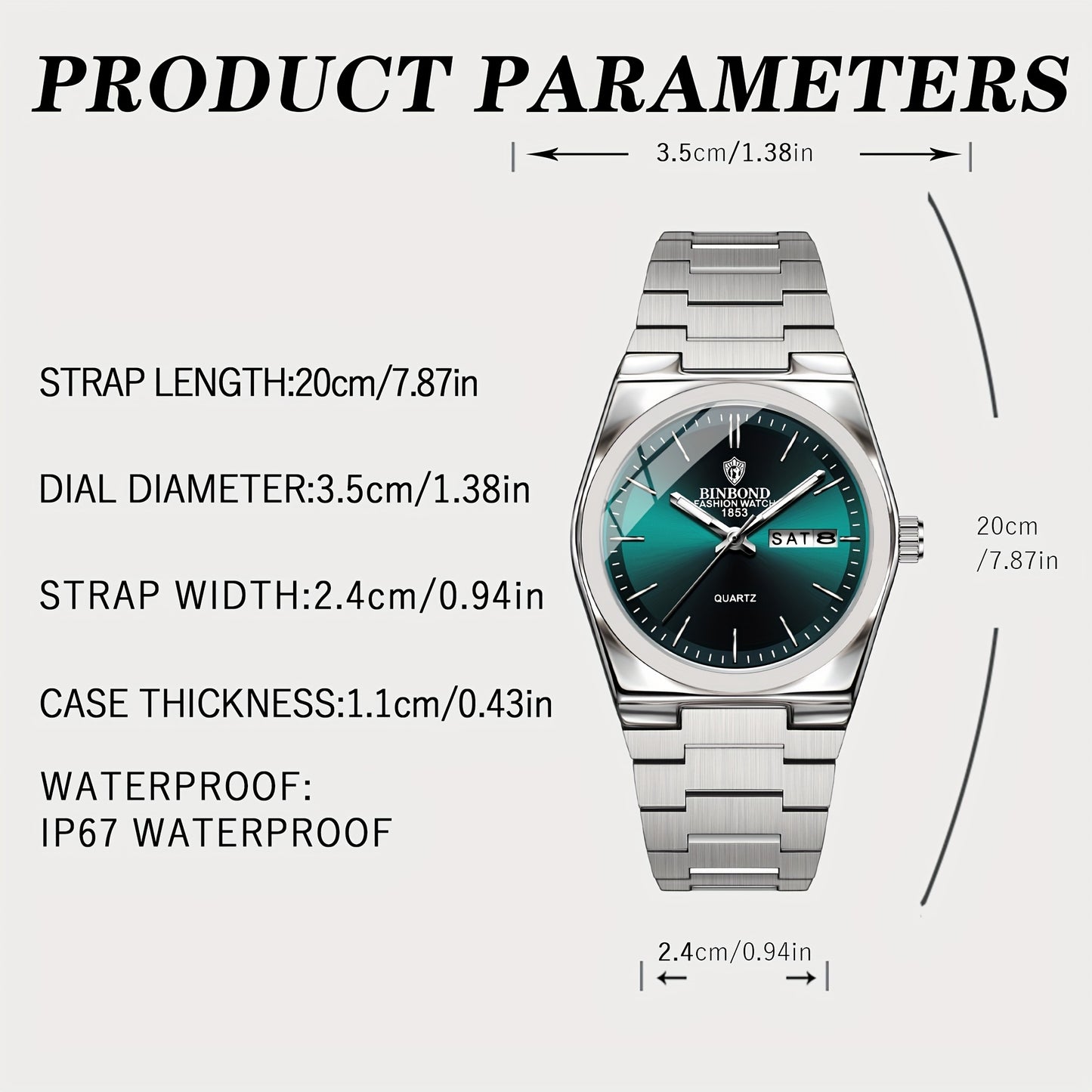 BINBOND Luxury Watch for Woman Ladies Elegant Quartz Watch Luminous Date Week Stainless Steel Women's Watches Clock