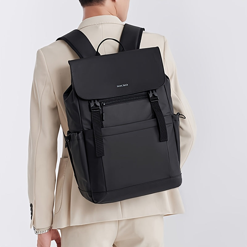 Business Travel Backpack | Men'S Stylish Black & Gray-Green Large-Capacity Backpack with Dry Wet Separation | Perfect for Business Trips, Gym, Swim & Short Stays | Durable Commuter Backpack for Work, School, and Travel | 60-I