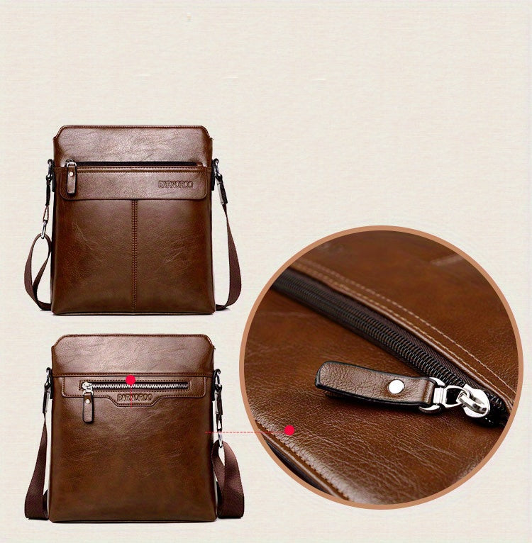 2pcs/set Men's Simple Business Shoulder Bag Crossbody Bag Portable Zipper Clutch Bag Gift For Men Father's Day Gift