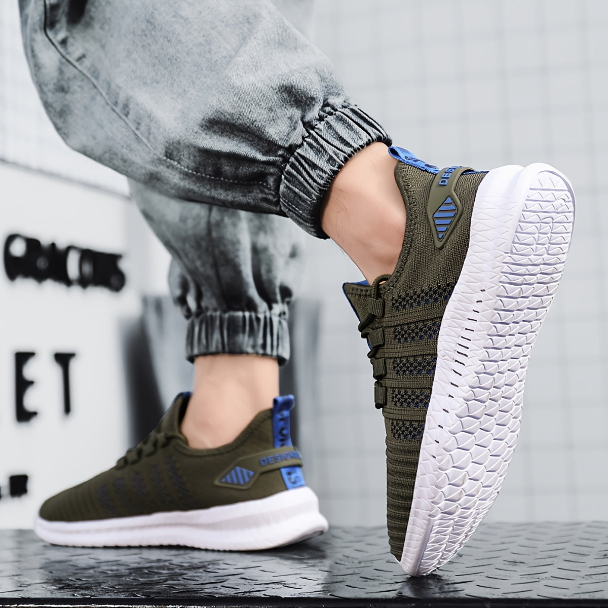Men'S Breathable Lightweight Tennis Shoes - Sporty Casual Style, Solid Color & Stripe Pattern, All-Season for Hiking, Daily Wear & Ball Games, Lace-Up Design, Low-Top Fabric Upper & Lining, EVA Sole, Fabric Insole