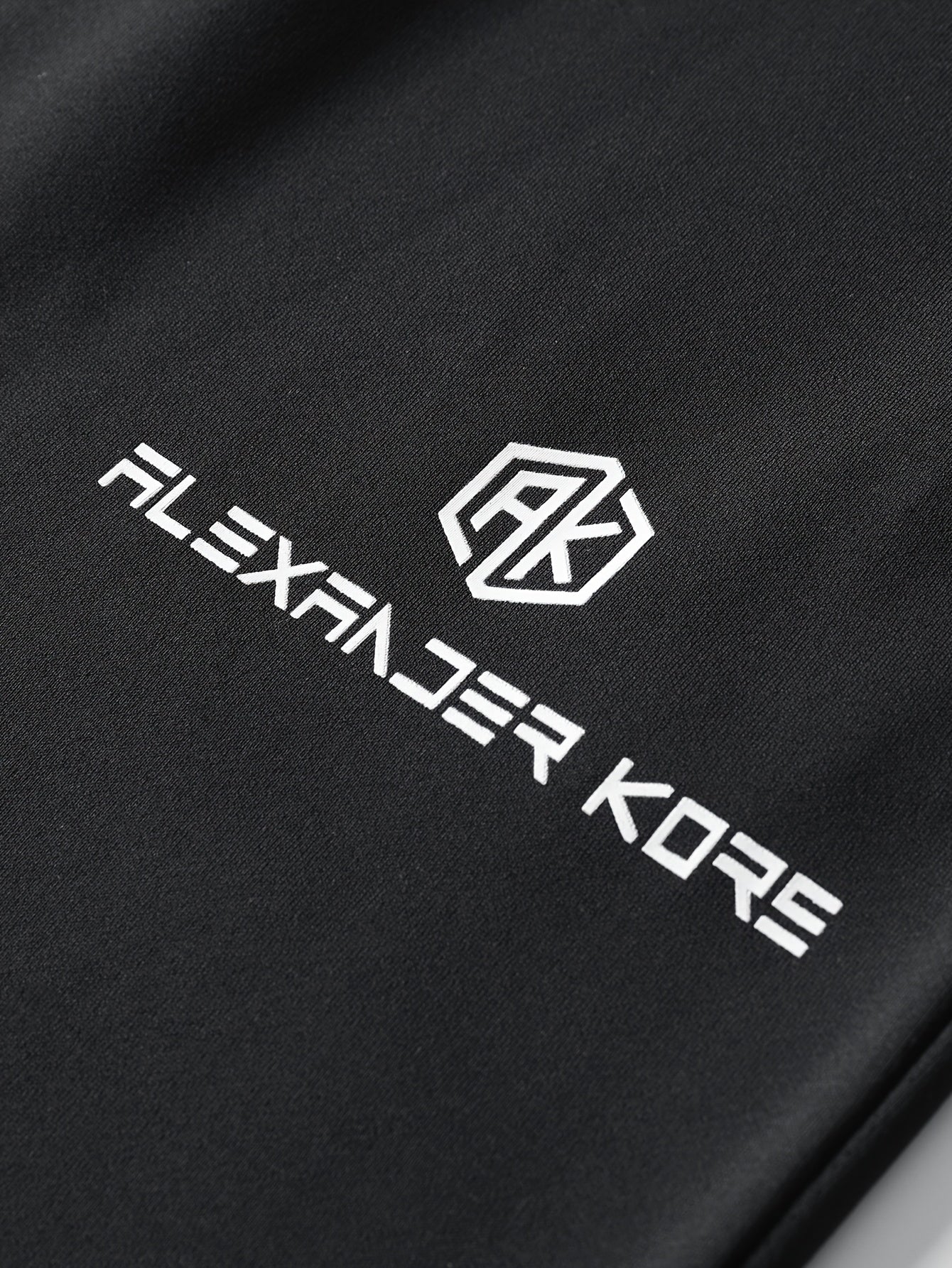 Men's AK Letter Print Long Sleeves Hoodies With Zipper Detail & Long Pants Two-piece Set, Slight Stretch Comfortable Clothing For Spring And Autumn
