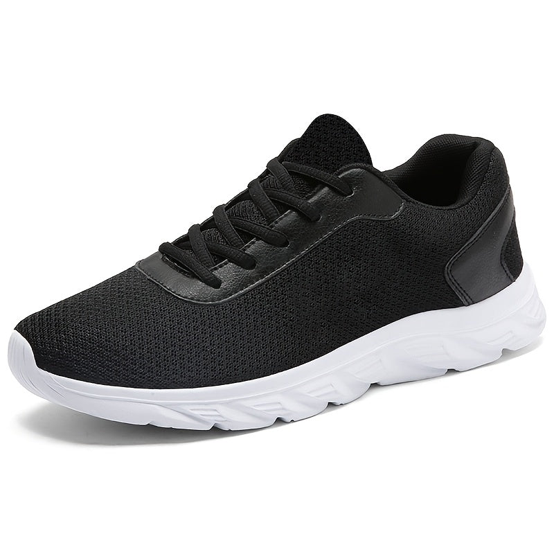 Men's Casual Sneakers - Breathable Mesh Upper, EVA Cushioned Sole, Black/White Low-Top Lace-Up Design for Gym, Running & Casual Attire