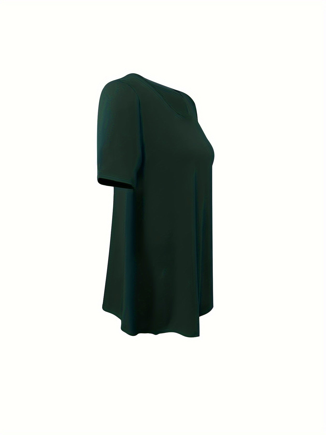 Asymmetrical Hem Crew Neck T-shirt, Short Sleeve Casual Top For Summer & Spring, Women's Clothing
