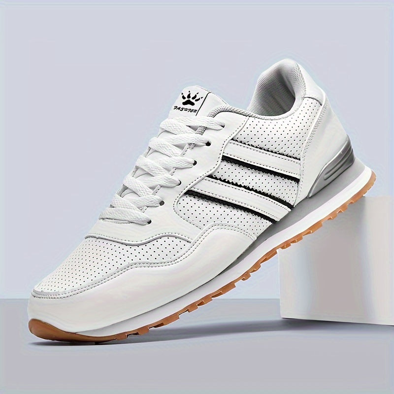 Men's Trendy Sneakers Solid Striped Running Shoes Low Top Lace Up Non Slip Comfy For Jogging Workout Outdoor Casual Activities All Seasons