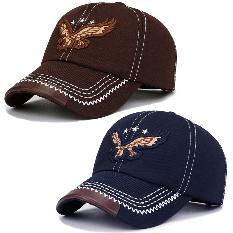 2pcs Eagle Style Fashion Trendy Baseball Cap Sports Cap Suitable for Outdoor Sports Gift for Friends Family - Acrylic Fabric, Square Gram Weight 100g/㎡