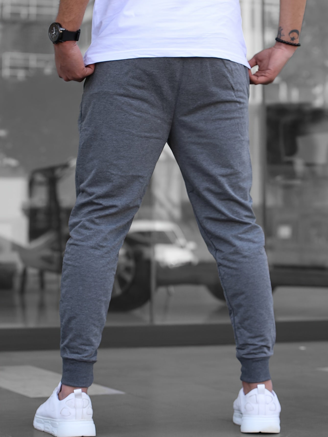 Men's Solid Color Jogger Sports Pants With Drawstrings, Casual Lightweight And Breathable Running Fitness Slim Pants Outdoor Trousers